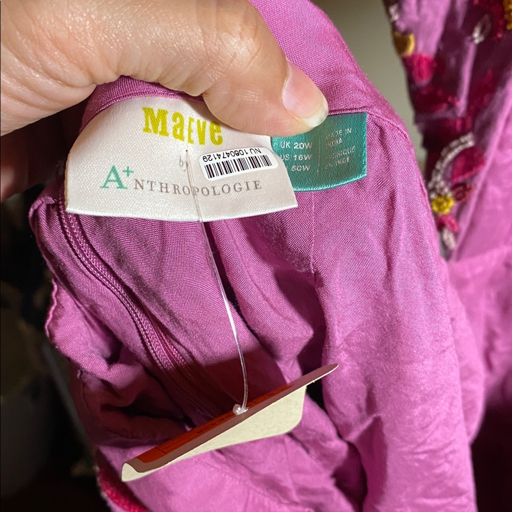 Anthropologie Magenta Dress with Embroidered Details - Picture 14 of 14